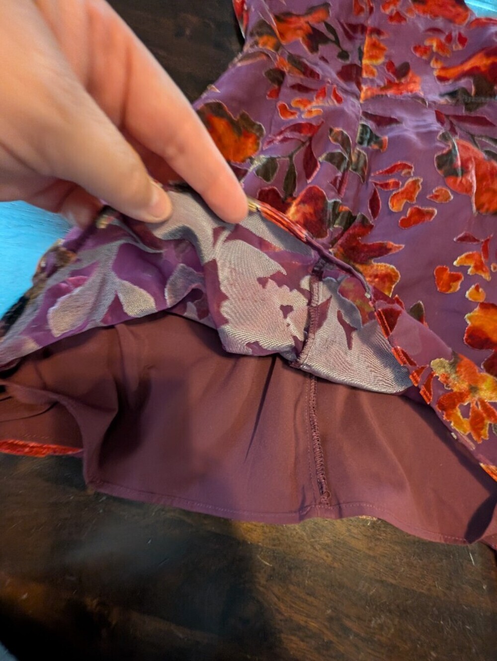 Amanda Uprichard Selah Dress, Sorrel Burnout, Women's XS, Plum/Orange - Picture 8 of 10